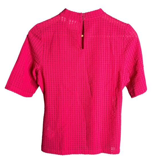 Anthropologie Maeve Sheer Mesh Mock Neck Top Pink Rose Size M - Picture 6 of 7